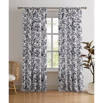 Brooklyn Loom Ava Floral Rod Pocket Light-Filtering Set of 2 Curtain Panel