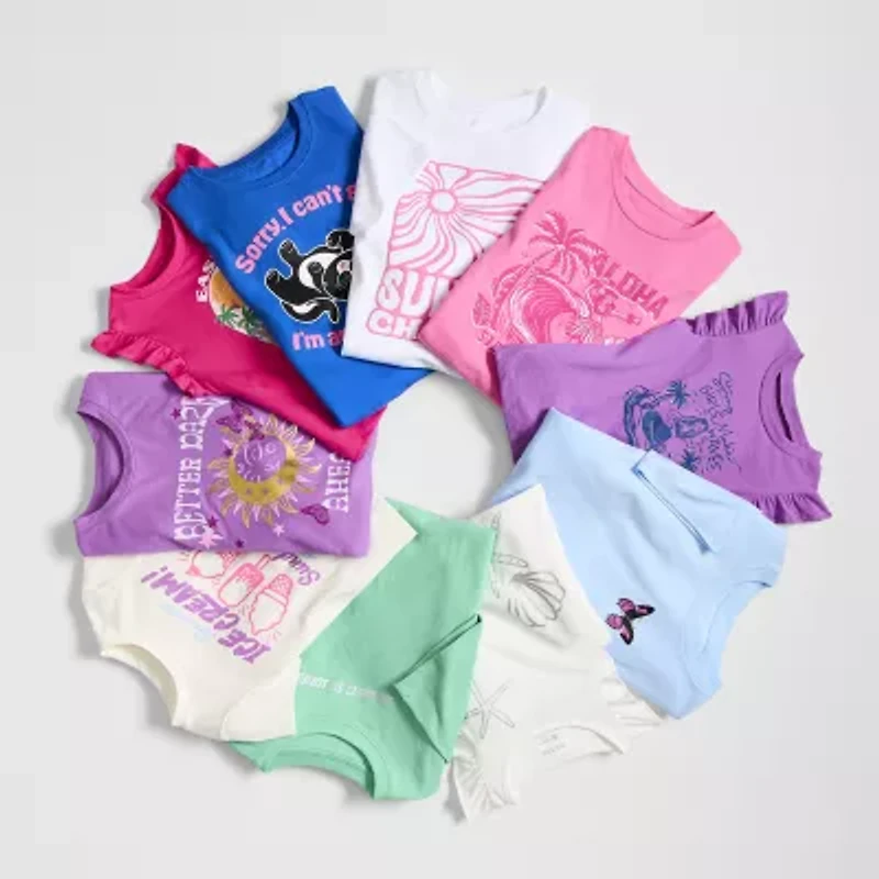Xersion Little & Big Kid Girls Crew Neck Short Sleeve Relaxed Fit Graphic T-Shirt