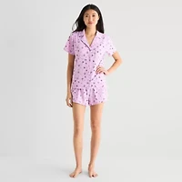 Arizona Body Womens Short Sleeve 2-pc. Juniors Pajama Set
