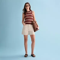 a.n.a Womens Crew Neck Sleeveless Striped Pullover Sweater
