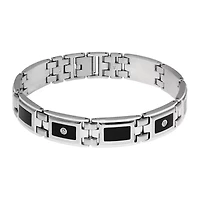 Mens 1/8 CT. T.W. Diamond Stainless Steel & Resin Link Bracelet
