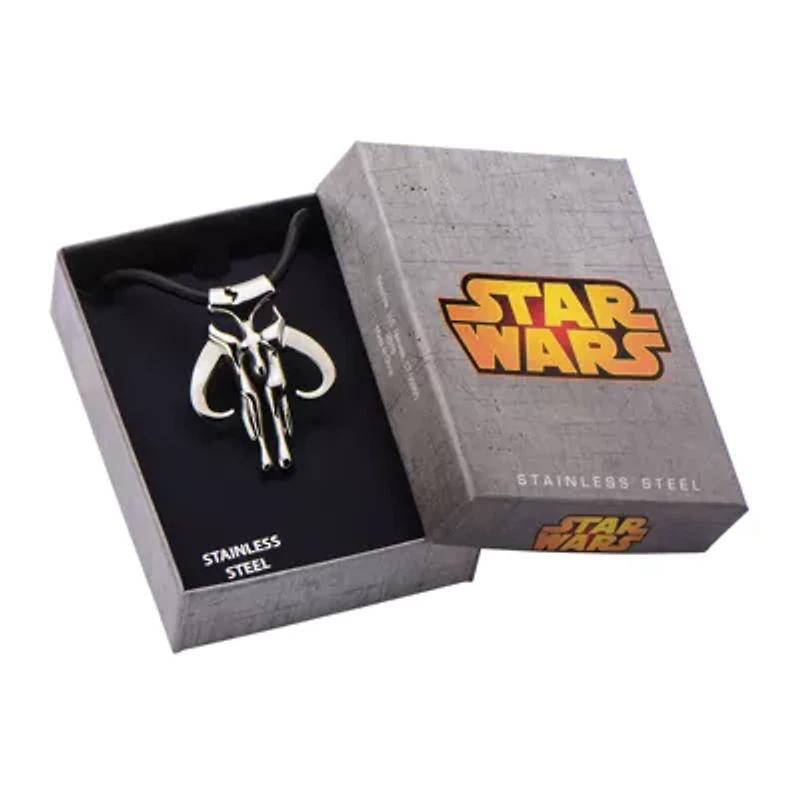 Star Wars® Mandalorian Symbol Mens Stainless Steel Pendant Necklace