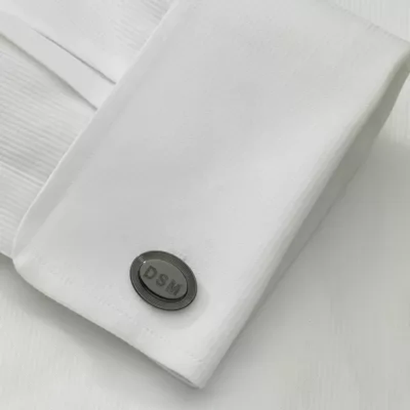 Personalized Oval 5-Line Border Cuff Links
