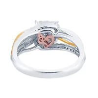 Womens 1/2 CT. T.W. Natural White Diamond 14K Gold Cushion Halo Engagement Ring