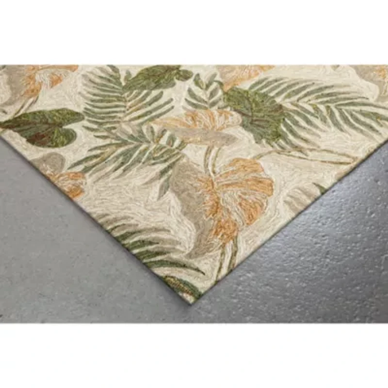 Liora Manne Ravella Tropical Leaf Hand Tufted Indoor Outdoor Rectangular Accent Rug