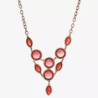 1928 Copper-Tone Womens Pink 16 Inch Statement Necklace