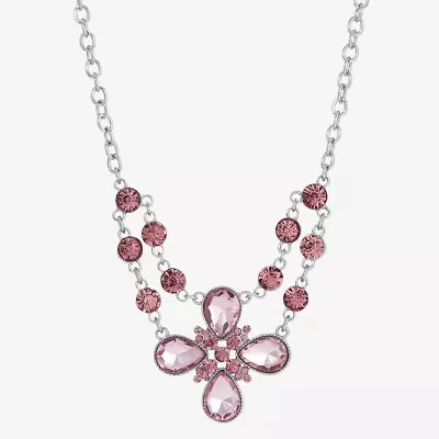 1928 Silver Tone Womens Purple 16 Inch Statement Necklace
