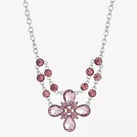 1928 Silver Tone Womens Purple 16 Inch Statement Necklace