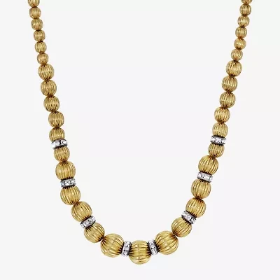 1928 Gold Tone Womens Crystal 16 Inch Strand Necklace