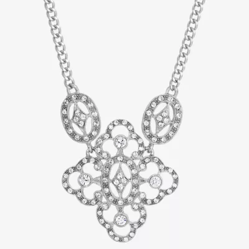 1928 Silver-Tone Womens 16 Inch Statement Necklace
