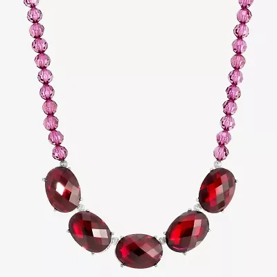 1928 Silver-Tone Womens Purple 16 Inch Beaded Necklace