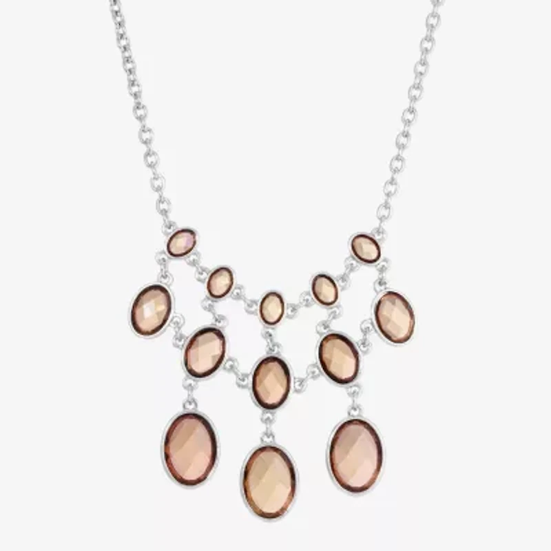 1928 Silver-Tone Womens Purple 16 Inch Statement Necklace