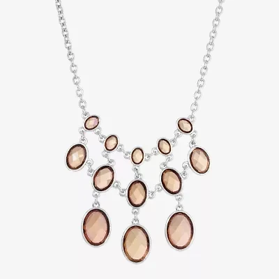1928 Silver-Tone Womens Purple 16 Inch Statement Necklace