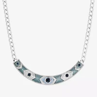 1928 Silver-Tone Womens Blue 16 Inch Collar Necklace
