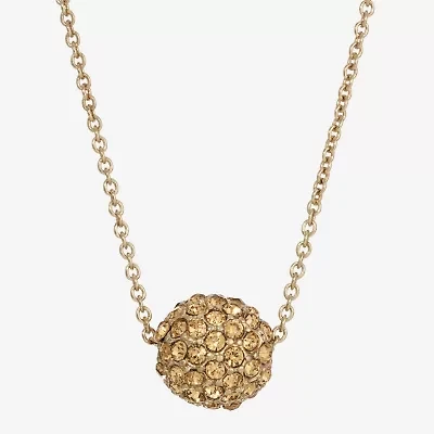 1928 Gold-Tone Womens Champagne Crystal Alloy 16 Inch Pendant Necklace