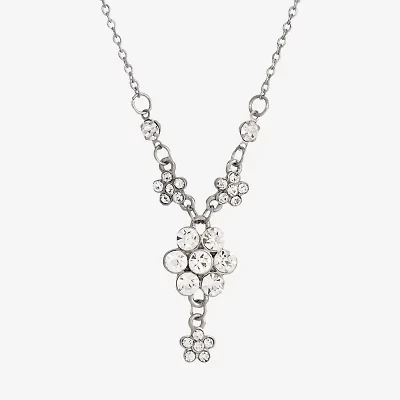 1928 Silver-Tone Womens Crystal Alloy 16 Inch Pendant Necklace