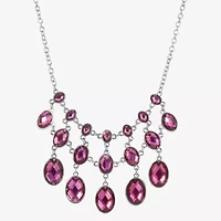 1928 Silver-Tone Womens Purple 16 Inch Statement Necklace