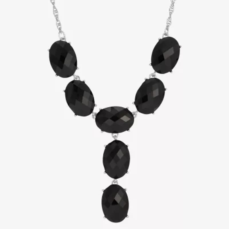 1928 Silver-Tone Womens Blue Alloy 15 Inch Y Necklace