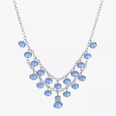 1928 Silver Tone Womens Blue 16 Inch Beaded Necklace