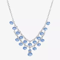 1928 Silver Tone Womens Blue 16 Inch Beaded Necklace