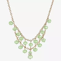 1928 Gold Tone Womens Green 16 Inch Beaded Necklace