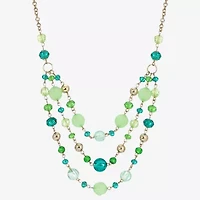 1928 Gold-Tone Womens Green 16 Inch Beaded Necklace