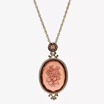 1928 Gold Tone Womens Purple Alloy Flower 18 Inch Pendant Necklace