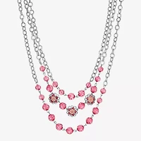 1928 Silver-Tone Womens Pink 16 Inch Beaded Necklace