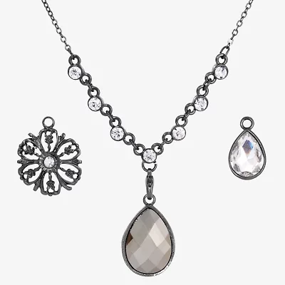 1928 Black Tone Womens Gray 4-pc. Pendant Necklace Set