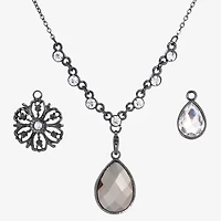 1928 Black Tone Womens Gray 4-pc. Pendant Necklace Set