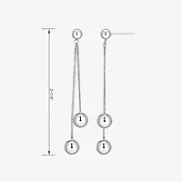 Bead Dangle Womens Sterling Silver Drop Earrings