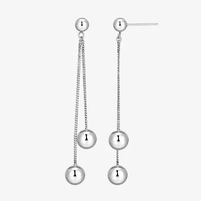 Bead Dangle Womens Sterling Silver Drop Earrings
