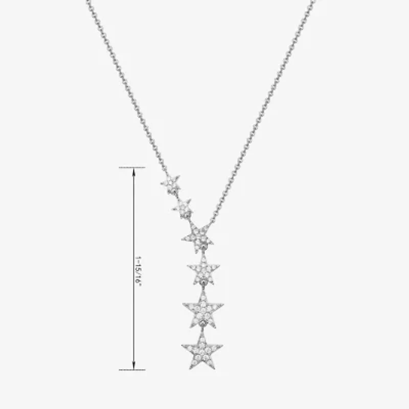 Womens Cubic Zirconia Sterling Silver 18 Inch Y Necklace