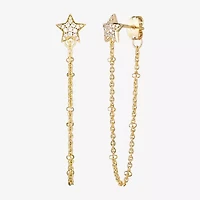 Womens 1/5 CT. Cubic Zirconia 18K Gold Over Silver Star Drop Earrings