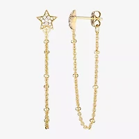 Womens 1/5 CT. Cubic Zirconia 18K Gold Over Silver Star Drop Earrings