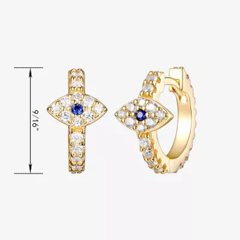 Womens 3/4 CT. T.W. Multi Color Cubic Zirconia 18K Gold Over Silver 14.7mm Evil Eye Hoop Earrings