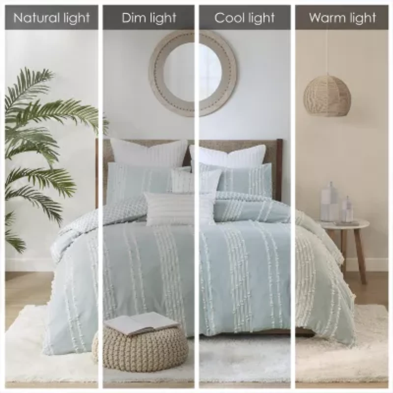 INK+IVY Kara 3 Piece Cotton Jacquard Duvet Cover Set