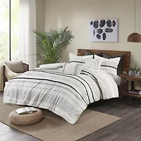 INK+IVY Nea 3pc Cotton Printed Duvet Cover Set with Trims