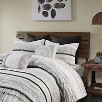 INK+IVY Nea 3pc Cotton Printed Duvet Cover Set with Trims