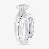 5.05mm Unisex Adult 1/4 CT. T.W. Natural White Diamond 10K White Gold Marquise Side Stone Wedding Ring Set