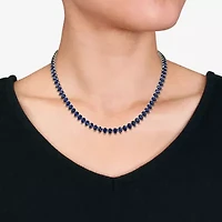 Womens Sapphire Sterling Silver 18 Inch Tennis Necklace