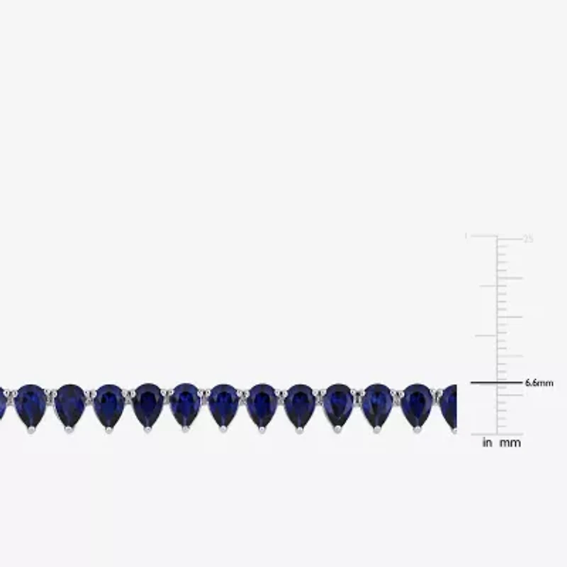 Womens Sapphire Sterling Silver 18 Inch Tennis Necklace
