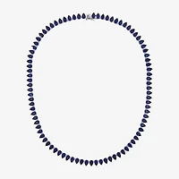 Womens Sapphire Sterling Silver 18 Inch Tennis Necklace