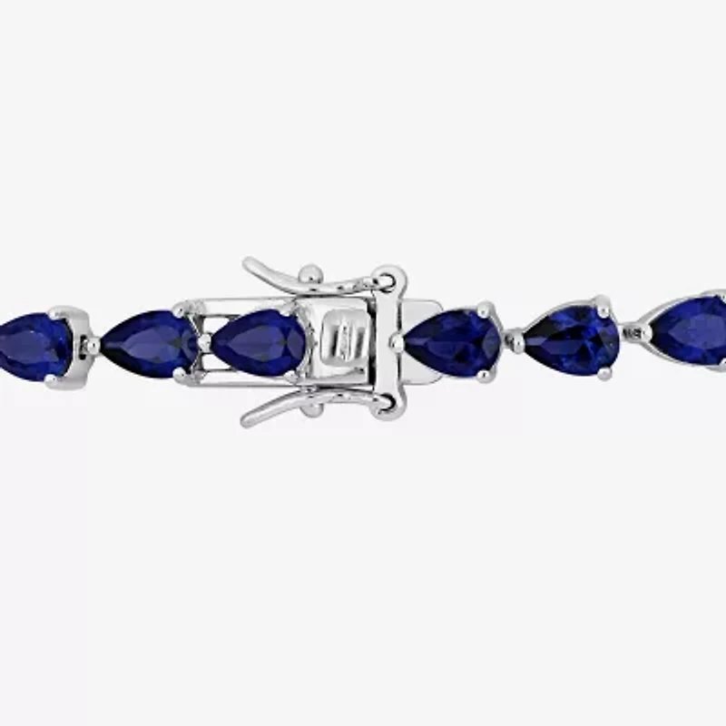 Womens Lab Created Sapphire Sterling Silver Inch Tennis Bracelet