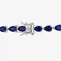 Womens Lab Created Sapphire Sterling Silver Inch Tennis Bracelet