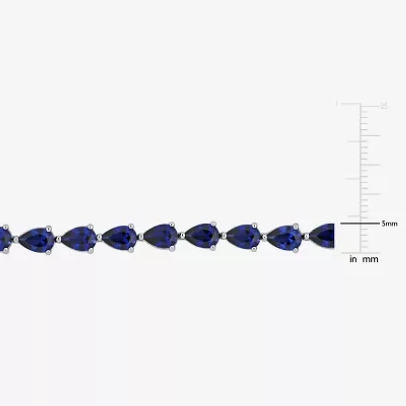 Womens Lab Created Sapphire Sterling Silver Inch Tennis Bracelet