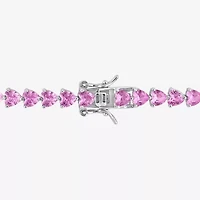 Womens Lab Created Pink Sapphire Sterling Silver Inch Tennis Bracelet