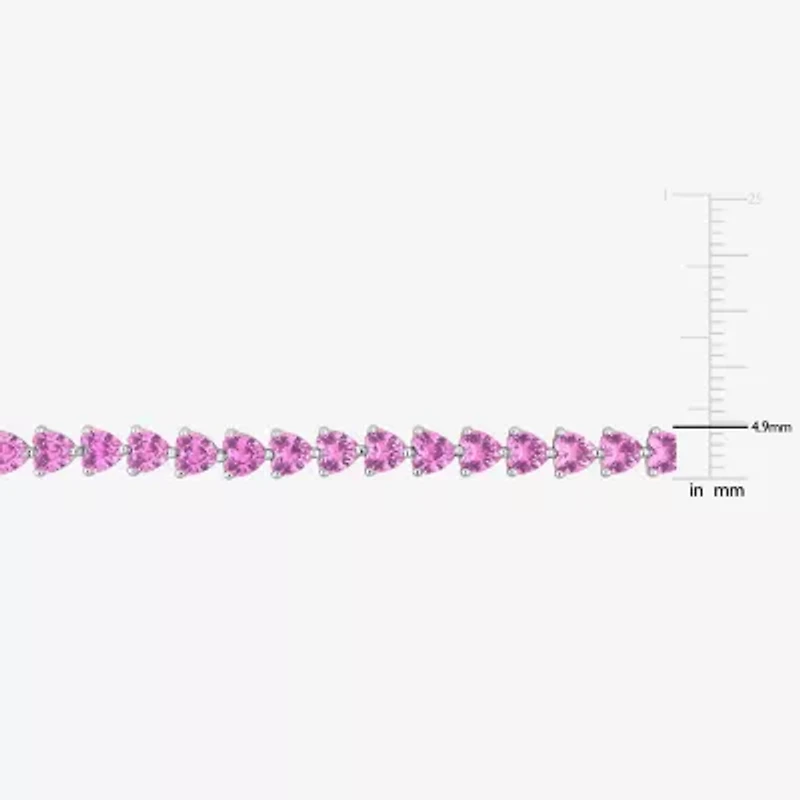 Womens Lab Created Pink Sapphire Sterling Silver Inch Tennis Bracelet