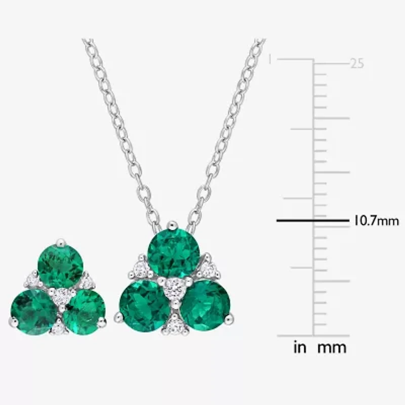 Womens Lab Created Green Emerald Sterling Silver 2-pc. Jewelry Set