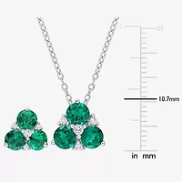 Womens Lab Created Green Emerald Sterling Silver 2-pc. Jewelry Set